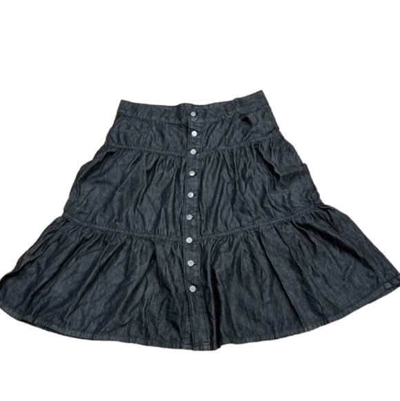 Time and Tru size 12 black tiered skirt NWT denim cotton - Picture 5 of 13